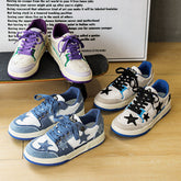 Zapatillas deportivas modernas con estampado de estrellas de mezclilla lavada para hombre